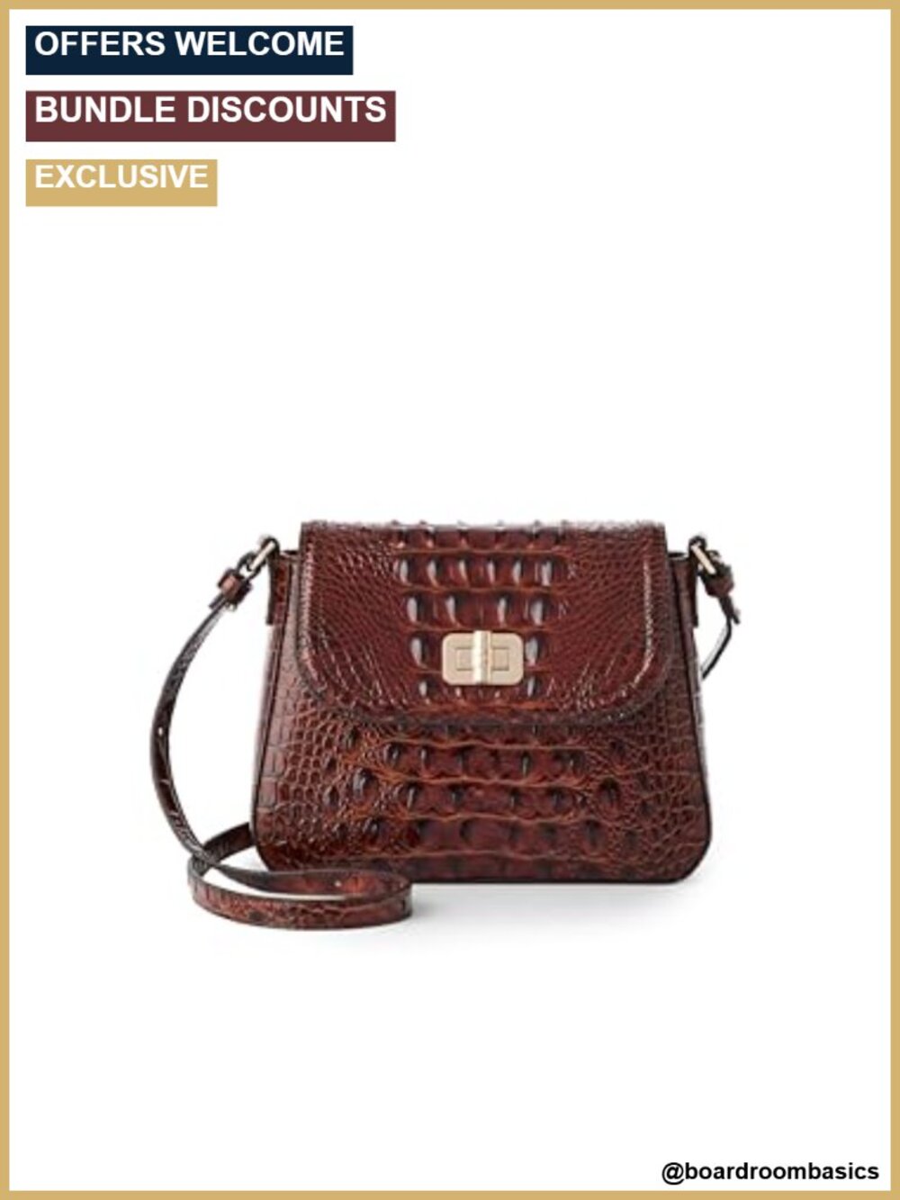 BRAHMIN Gianna Leather Crossbody Bag Saddle Flap Turn-Lock